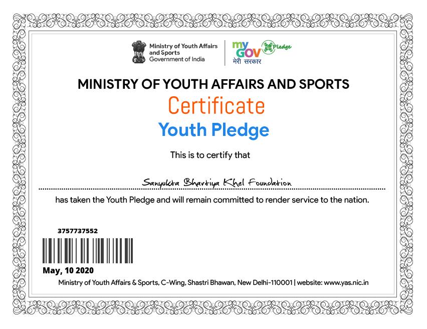 Ministry Of Youth Affairs and Sports Youth Pledge  Government of India