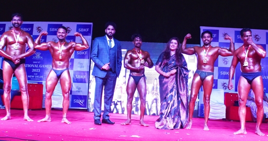 BODYBULDER WITH SBKF PRESIDENT MR. PANKAJ GAVALE & G.SECRETARY SHIVA TIWARI MAM SBKF 8th National Games Delhi 2023