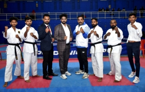 SBKF President Mr Pankaj Gavale With Martial Art Team SBKF 9th National Games Dharamshala HP