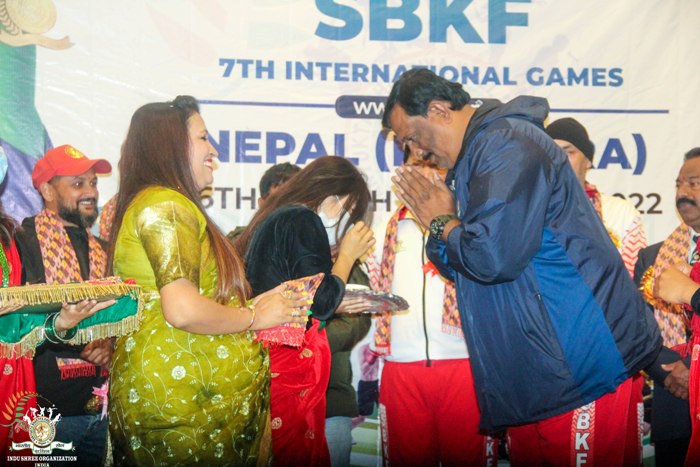 Coach Hounoured By G. Secretary Shiva Tiwari Mam 7th International Games Nepal 2022