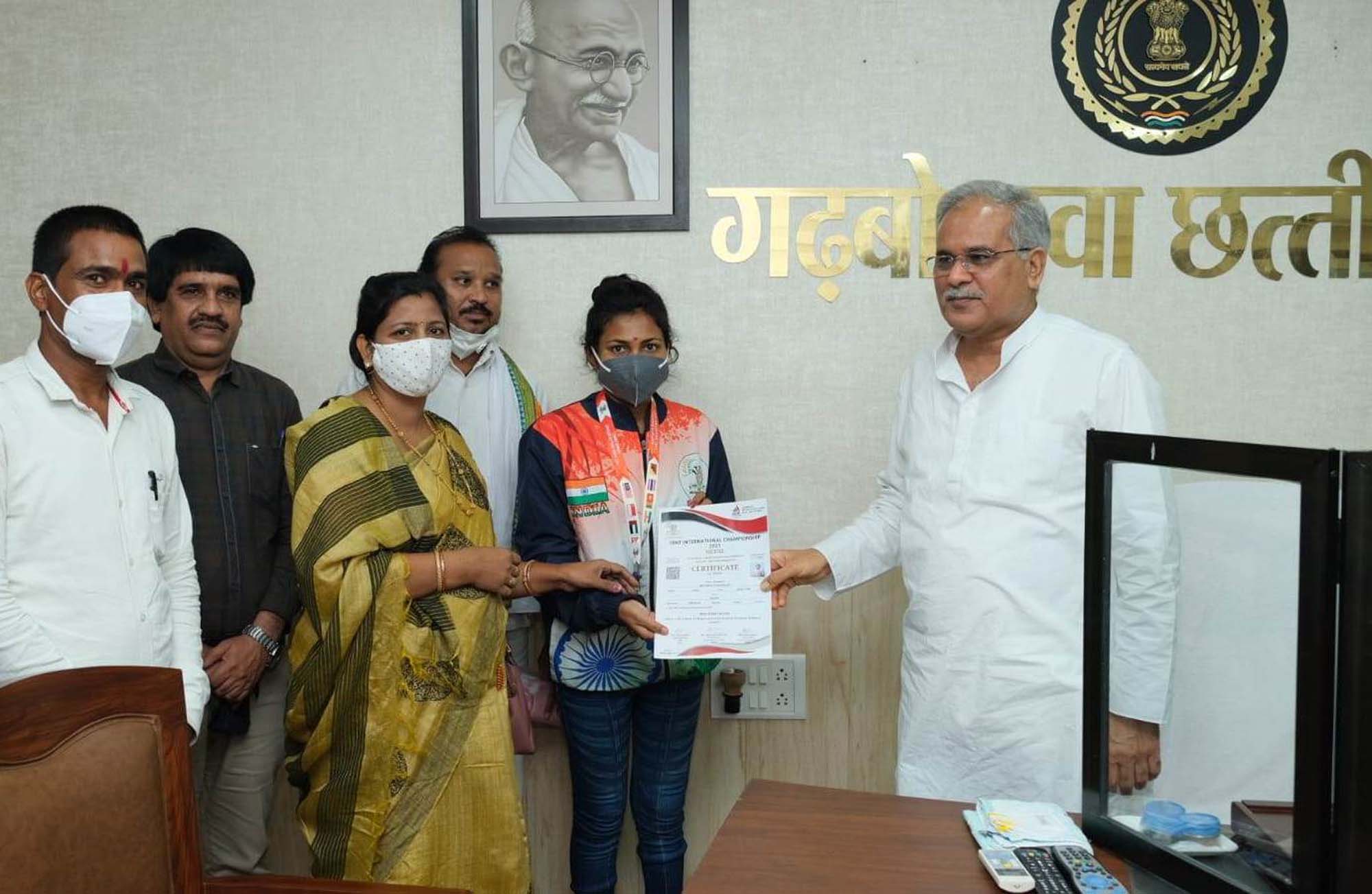 SBKF INTERNATIONAL GAMES 2021 POKHARA-NEPAL After Winning The International Boxing Championship, She Was Welcomed By The Chief Minister Of Chhattisgarh