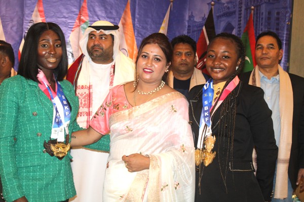 African Players With SBKF Director Shiva Tiwari Mam SBKF 8th International Games DUBAI 2023