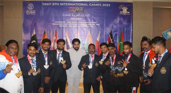 Team Bharat with SBKF President Mr. Pankaj Gavale Sir SBKF 8th International Games DUBAI 2023