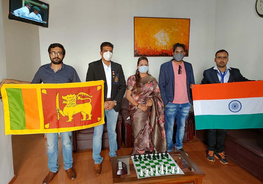 SBKF INTERNATIONAL GAMES 2021 COLOMBO-SRILANKA Organizers With The Indian Flag And Sri Lanka Flags 